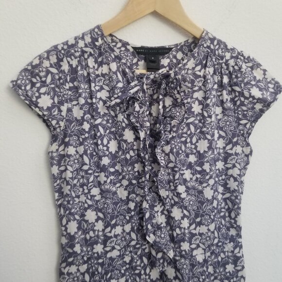 MARC BY MARC JACOBS Spring Summer Dress Floral Cap Sleeve Casual Blue White 2 - Picture 5 of 10